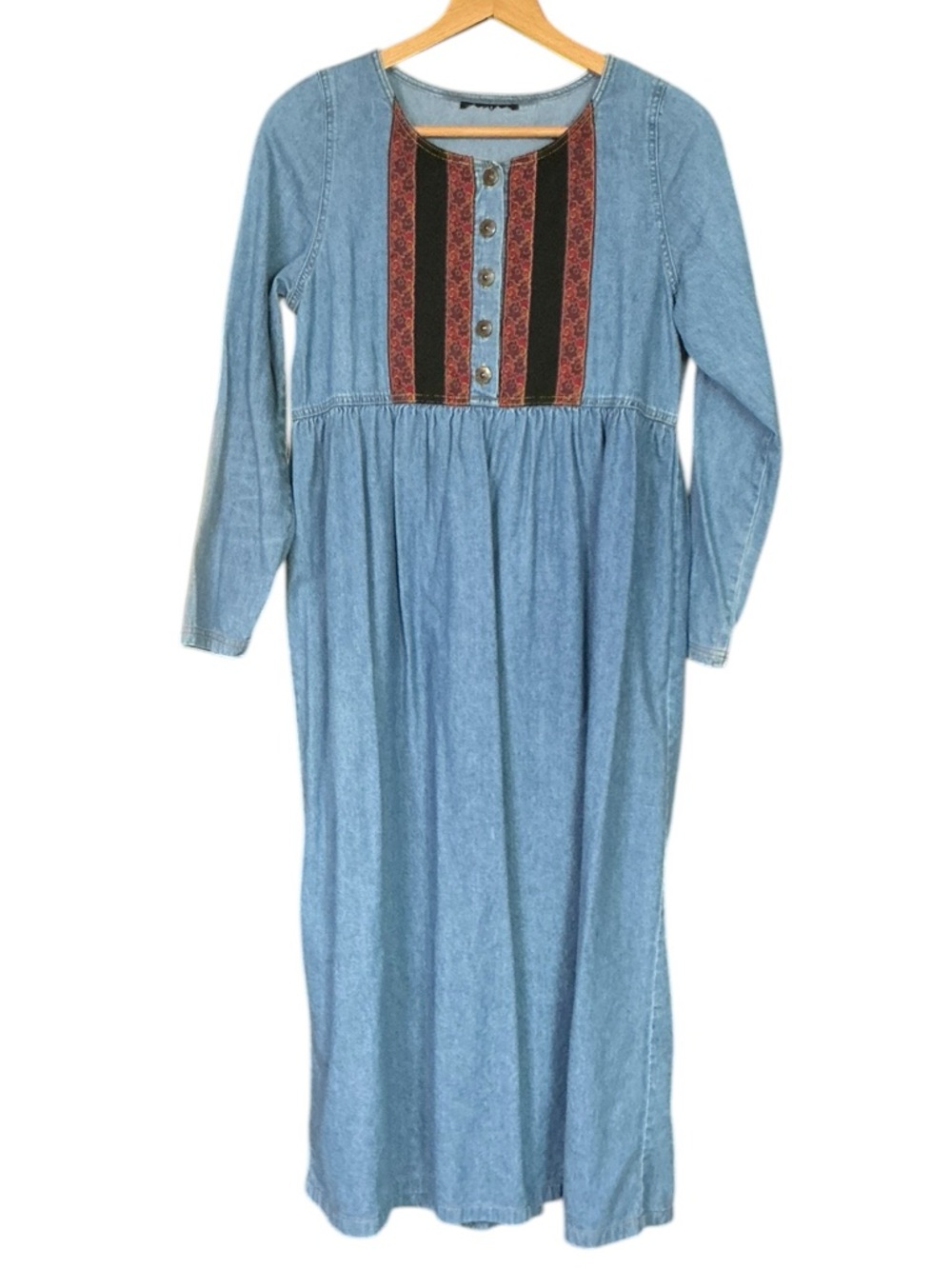 Vintage School Teacher Denim Maxi Dress - Picture 2 of 7